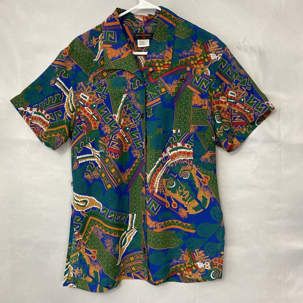 VTG Palmer E Palmer Shirt Womens Blouse S Tribal Aloha Hawaiian 90's Tunic Long